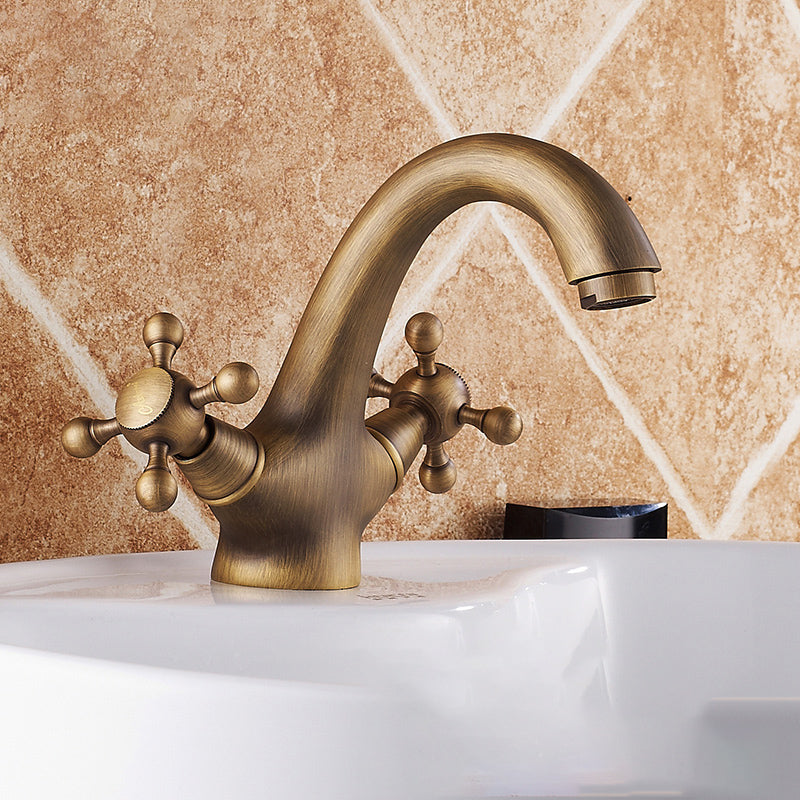 Vintage Widespread Bathroom Faucet Industrial Cross Handles Basin Faucet