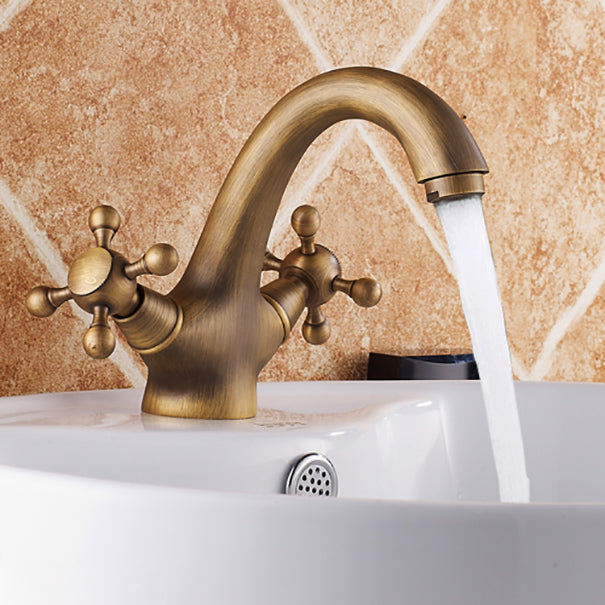 Vintage Widespread Bathroom Faucet Industrial Cross Handles Basin Faucet
