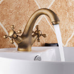 Vintage Widespread Bathroom Faucet Industrial Cross Handles Basin Faucet