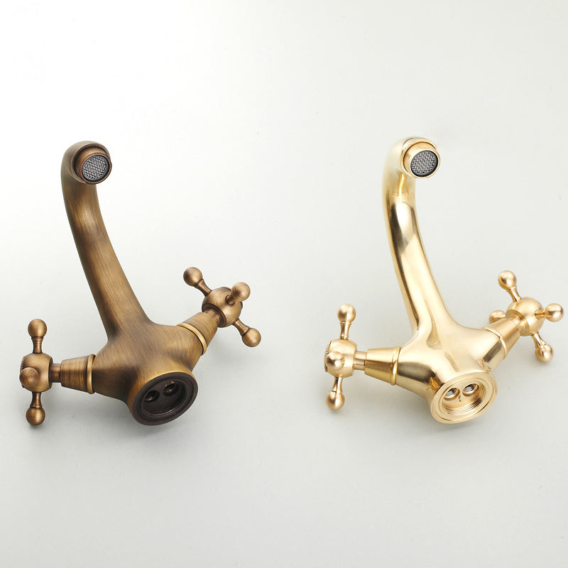 Vintage Widespread Bathroom Faucet Industrial Cross Handles Basin Faucet