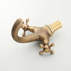 Vintage Widespread Bathroom Faucet Industrial Cross Handles Basin Faucet