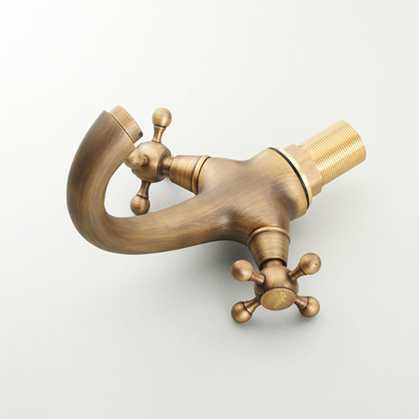 Vintage Widespread Bathroom Faucet Industrial Cross Handles Basin Faucet