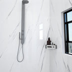 Marbleing Water-repellent Tile PVC Single Peel-and-stick Tile for Bathroom Back Wall