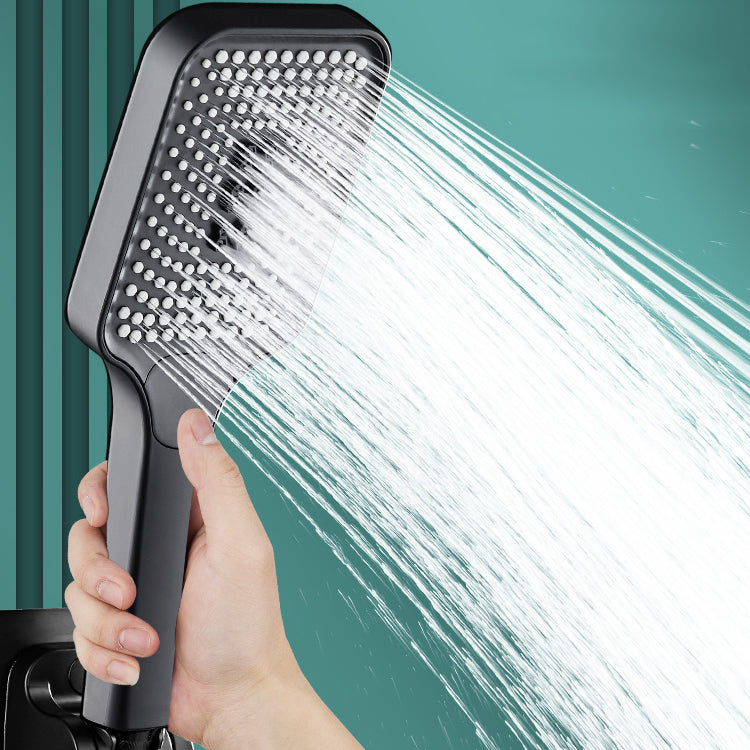 Modern Rectangular Hand Shower in Black 3 Spray Wall Mounted Hand Shower