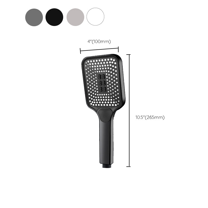 Modern Rectangular Hand Shower in Black 3 Spray Wall Mounted Hand Shower