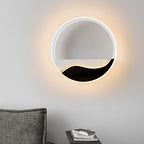 Acrylic Ring Wall Light Minimalistic White and Black LED Wall Mounted Lamp in White/Warm Light