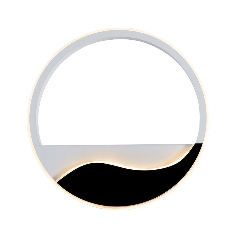 Acrylic Ring Wall Light Minimalistic White and Black LED Wall Mounted Lamp in White/Warm Light