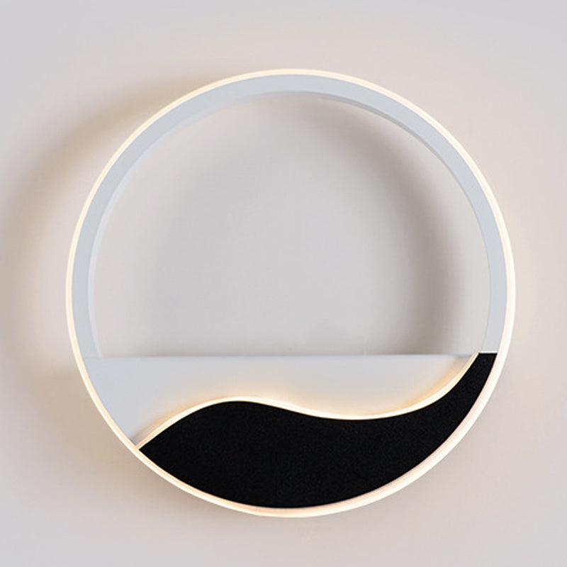 Acrylic Ring Wall Light Minimalistic White and Black LED Wall Mounted Lamp in White/Warm Light