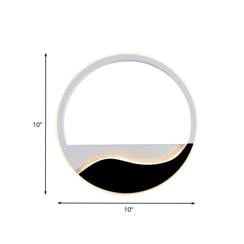 Acrylic Ring Wall Light Minimalistic White and Black LED Wall Mounted Lamp in White/Warm Light