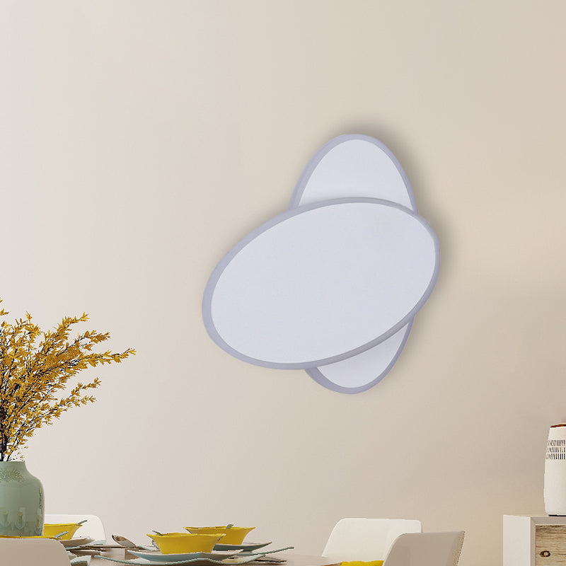 Modern LED Wall Lamp White/Black Finish Double Oval Wall Light with Acrylic Shade in Warm/White Light