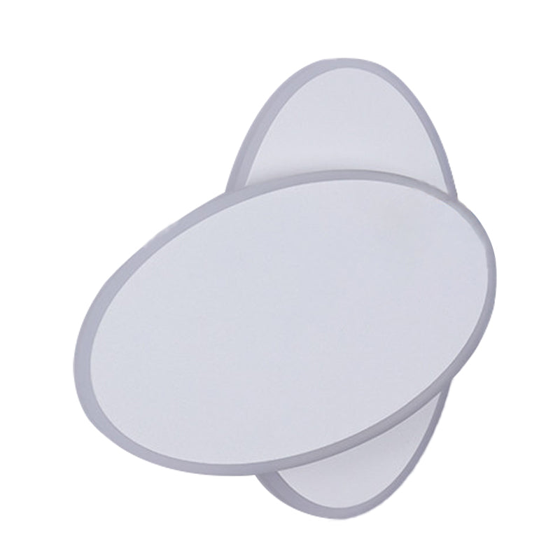 Modern LED Wall Lamp White/Black Finish Double Oval Wall Light with Acrylic Shade in Warm/White Light