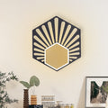 Hexagon Wall-Mounted Light Modernist Metallic LED Nightstand Wall Lamp in Black with Fan Design, 8"/10" Wide