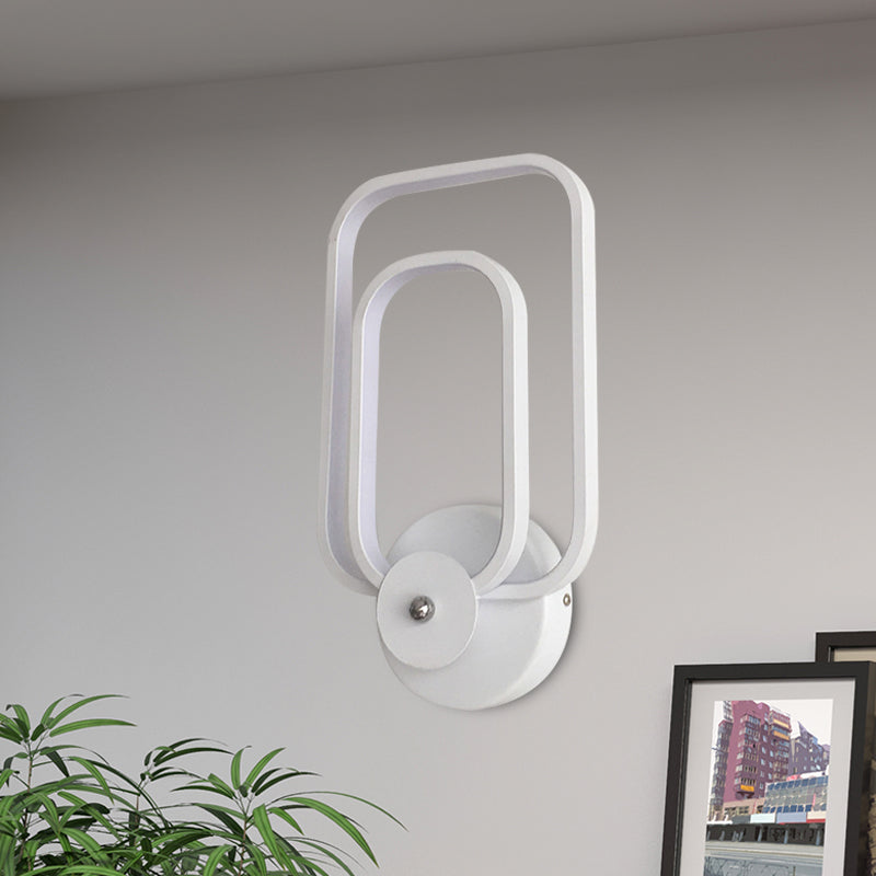Rectangular Frame Aluminum Wall Light Minimalist LED White Wall Mount Lighting in Warm/White Light