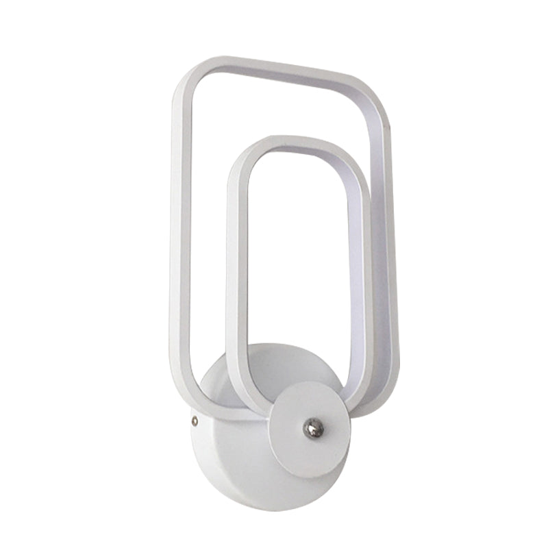 Rectangular Frame Aluminum Wall Light Minimalist LED White Wall Mount Lighting in Warm/White Light
