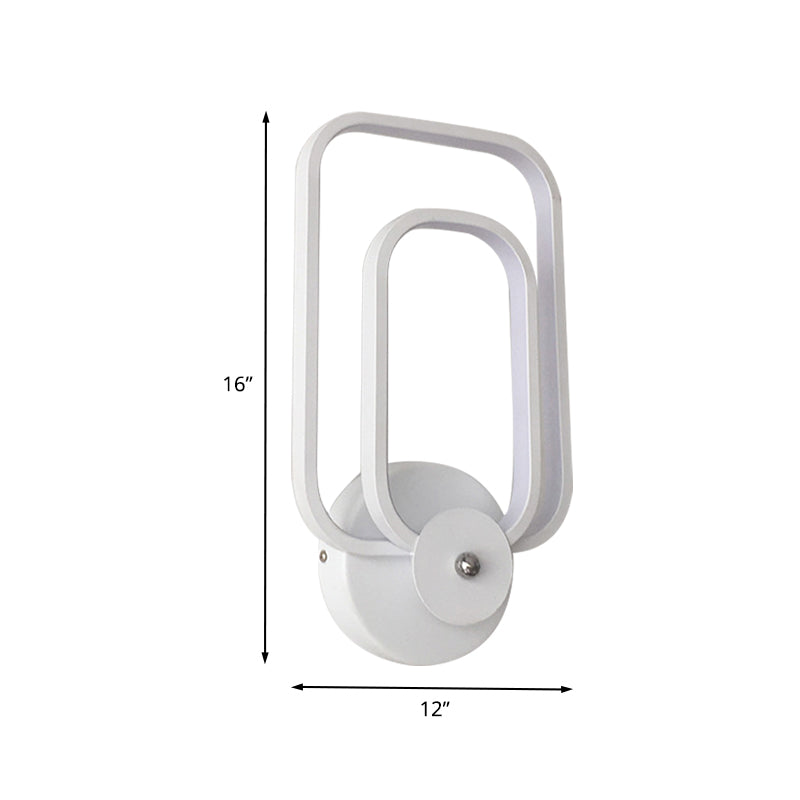 Rectangular Frame Aluminum Wall Light Minimalist LED White Wall Mount Lighting in Warm/White Light