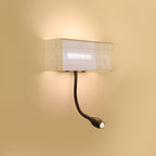 Metallic Mesh Rectangular Built-in Wall Lamp Modernism LED Wall Light in White with Rotatable Design