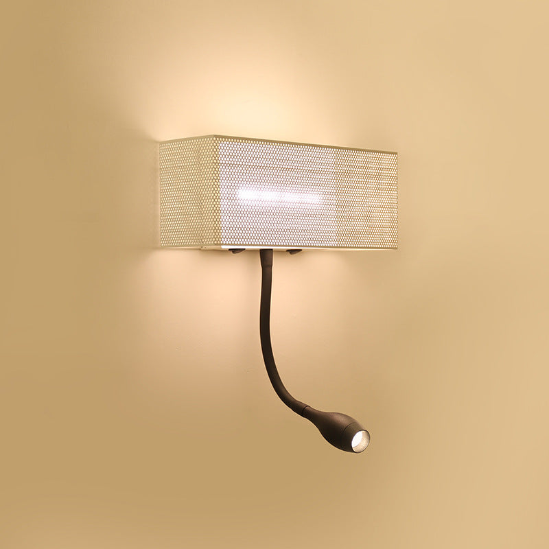 Metallic Mesh Rectangular Built-in Wall Lamp Modernism LED Wall Light in White with Rotatable Design