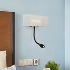 Metallic Mesh Rectangular Built-in Wall Lamp Modernism LED Wall Light in White with Rotatable Design
