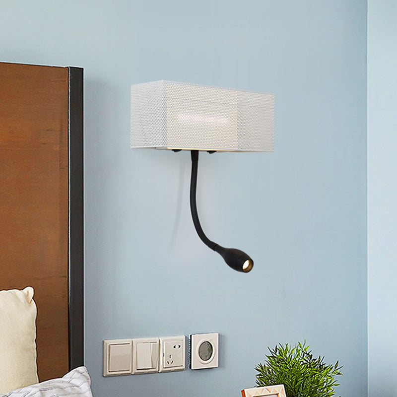 Metallic Mesh Rectangular Built-in Wall Lamp Modernism LED Wall Light in White with Rotatable Design
