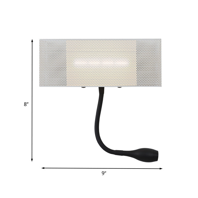 Metallic Mesh Rectangular Built-in Wall Lamp Modernism LED Wall Light in White with Rotatable Design