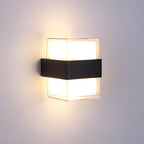 White and black cube-shaped wall sculpture modern LED acrylic wall lamp in warm/white light for nightstands