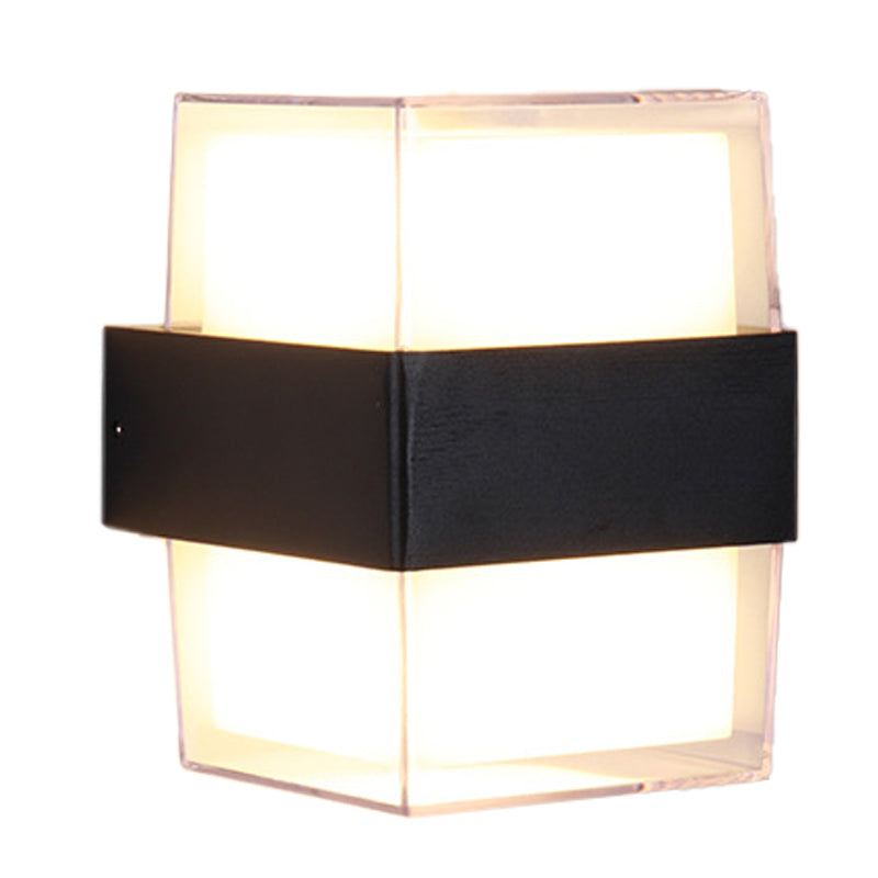White and black cube-shaped wall sculpture modern LED acrylic wall lamp in warm/white light for nightstands