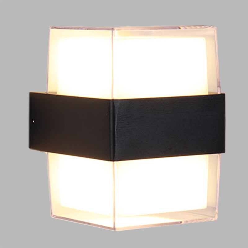 White and black cube-shaped wall sculpture modern LED acrylic wall lamp in warm/white light for nightstands