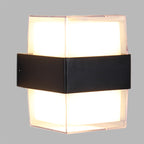 White and black cube-shaped wall sculpture modern LED acrylic wall lamp in warm/white light for nightstands
