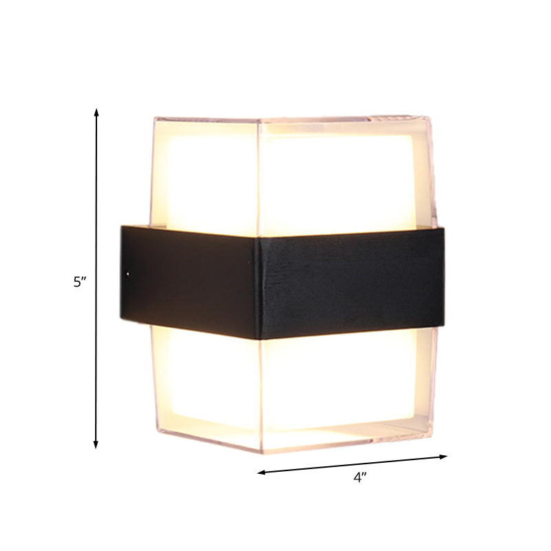 White and black cube-shaped wall sculpture modern LED acrylic wall lamp in warm/white light for nightstands