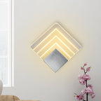 Modernism Squared Wall Light Metal 5.5"/8" B LED Corner Wall Light in Black/Silver with Acrylic Shade