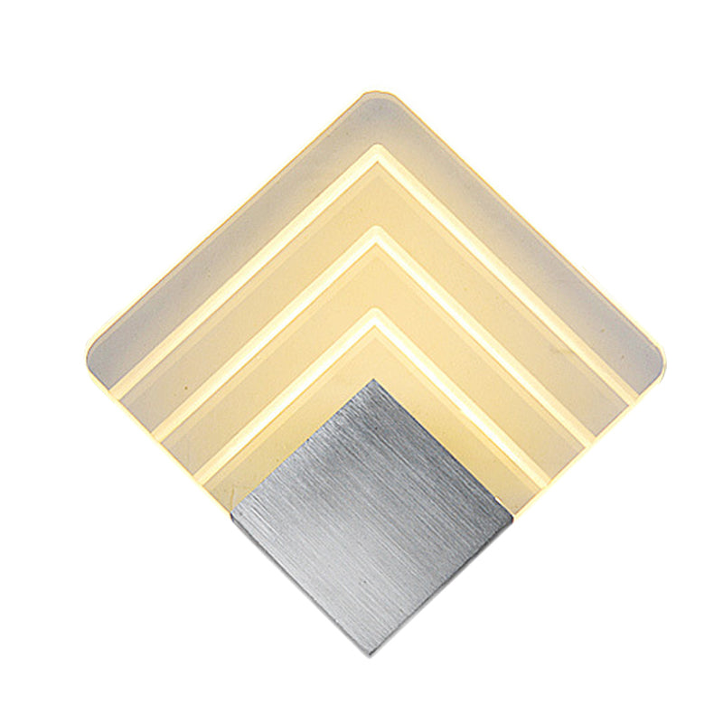 Modernism Squared Wall Light Metal 5.5"/8" B LED Corner Wall Light in Black/Silver with Acrylic Shade