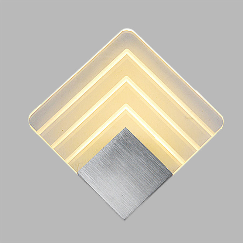 Modernism Squared Wall Light Metal 5.5"/8" B LED Corner Wall Light in Black/Silver with Acrylic Shade