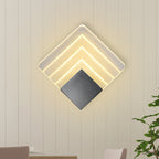 Modernism Squared Wall Light Metal 5.5"/8" B LED Corner Wall Light in Black/Silver with Acrylic Shade