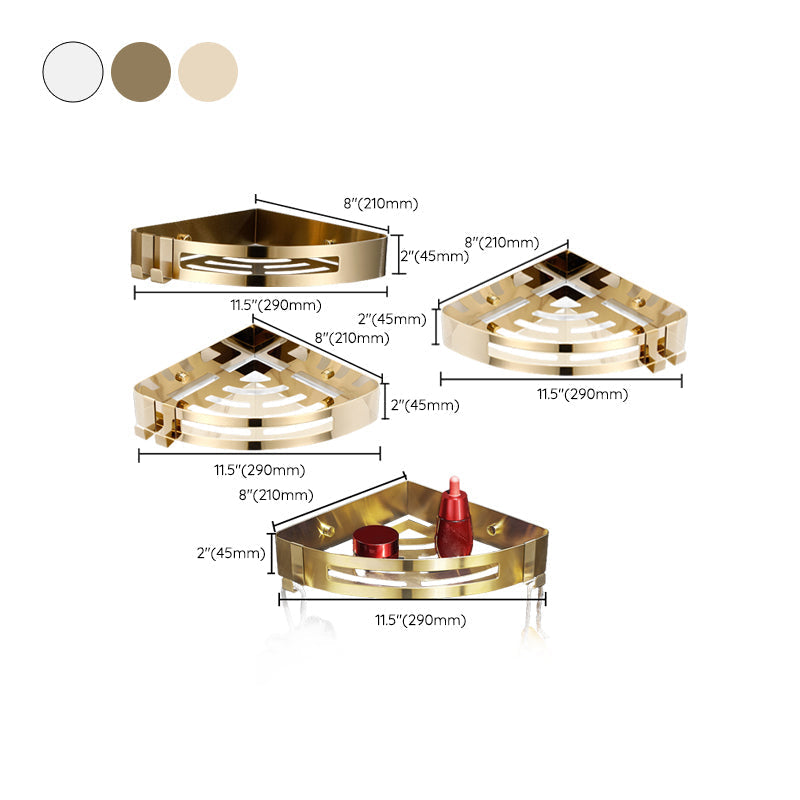 Modern Gold/Silver 3-piece Bathroom Accessory Set, Bath Shelf