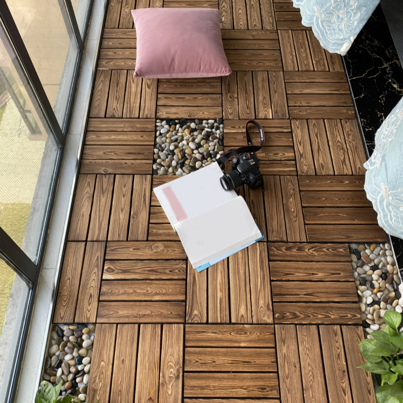Outdoor composite decking tiles with snap-in stripe detail kit decking tiles