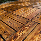 Outdoor composite decking tiles with snap-in stripe detail kit decking tiles