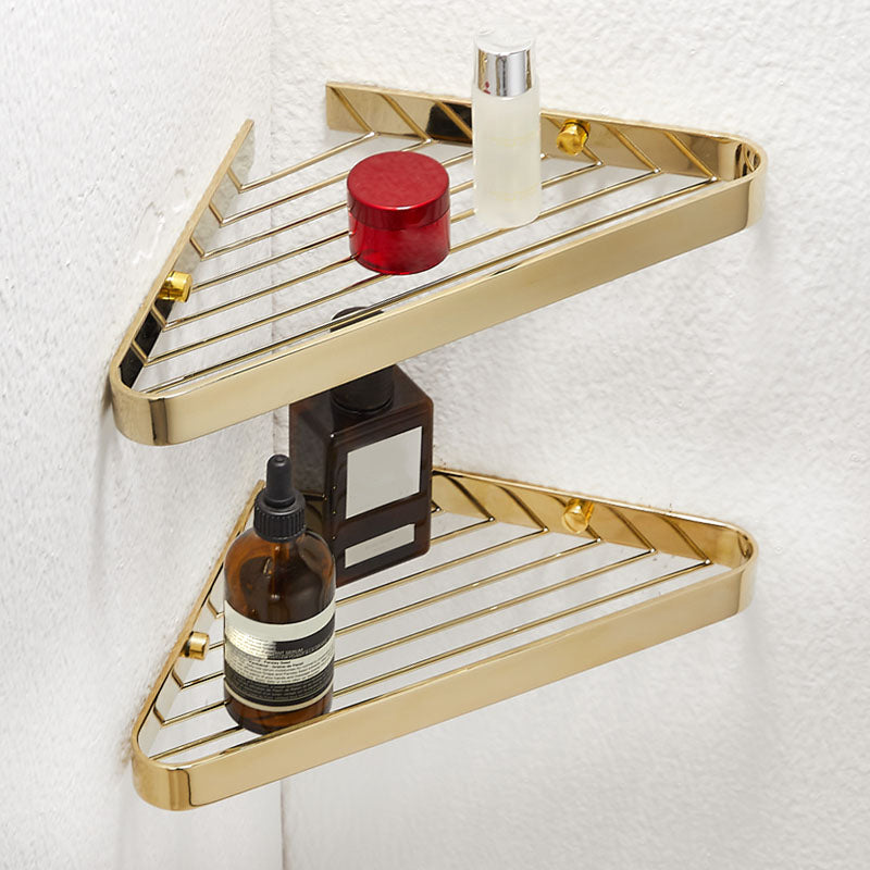 2-piece modern bathroom accessory set, polished chrome/gold, bathroom shelf