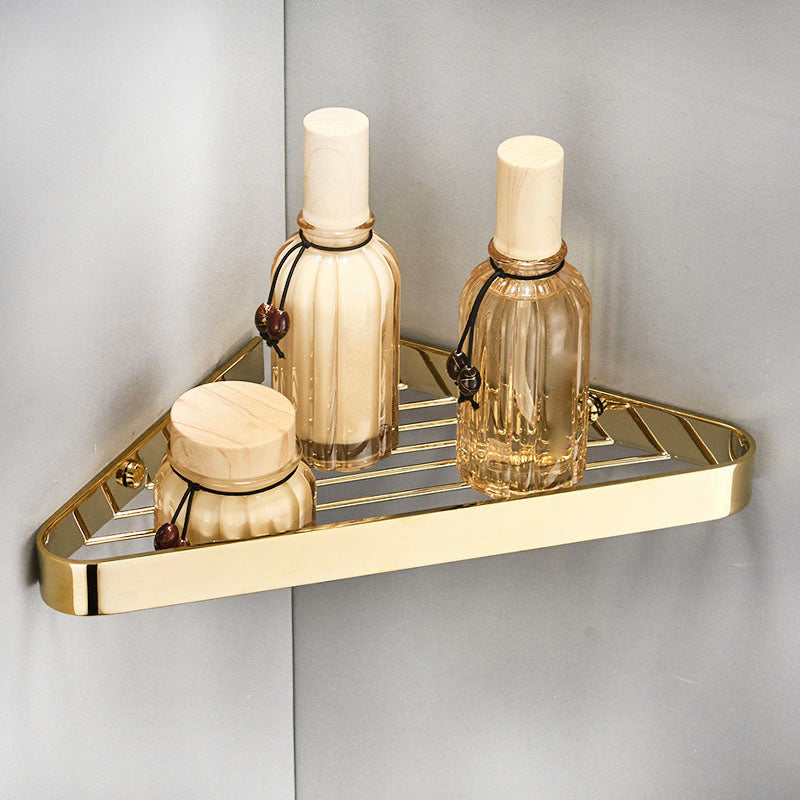 2-piece modern bathroom accessory set, polished chrome/gold, bathroom shelf