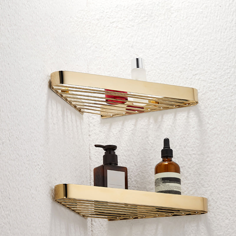 2-piece modern bathroom accessory set, polished chrome/gold, bathroom shelf