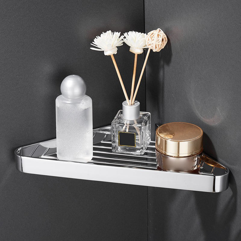 2-piece modern bathroom accessory set, polished chrome/gold, bathroom shelf