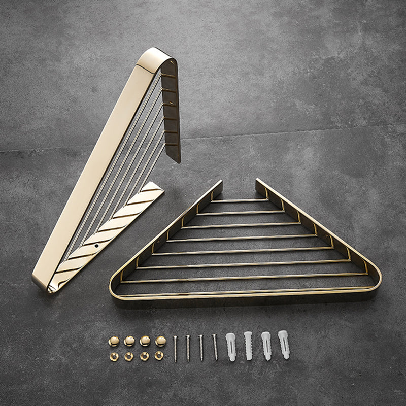 2-piece modern bathroom accessory set, polished chrome/gold, bathroom shelf