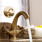 Industrial Widespread Bathroom 2 Faucet Cross Handles Sink Faucet