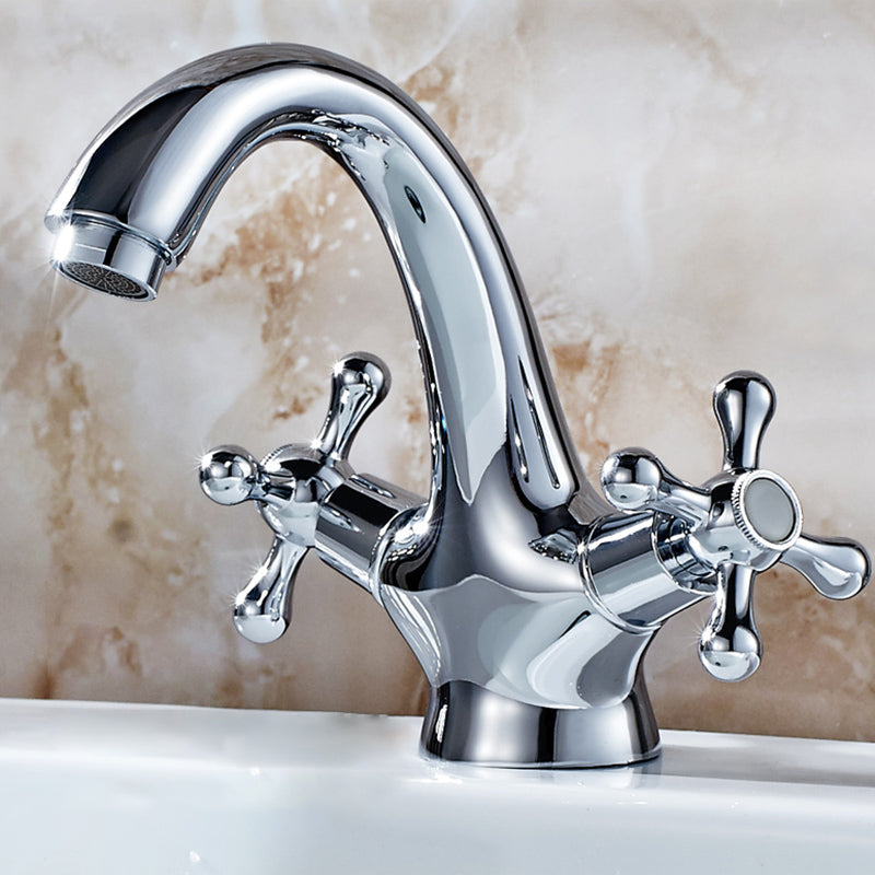 Industrial Widespread Bathroom 2 Faucet Cross Handles Sink Faucet
