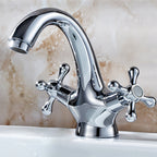Industrial Widespread Bathroom 2 Faucet Cross Handles Sink Faucet