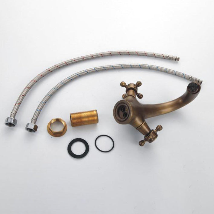 Industrial Widespread Bathroom 2 Faucet Cross Handles Sink Faucet