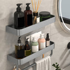 Modern Grey 2-piece Bathroom Accessory Set, Matt Grey, Bathroom Shelf