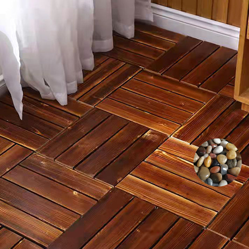 4-Slat Wood Floor Tiles Interlocking Installation Floor Tiles