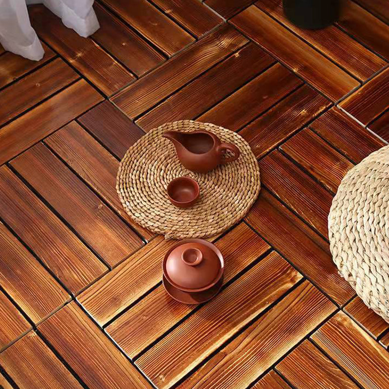 4-Slat Wood Floor Tiles Interlocking Installation Floor Tiles