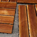 4-Slat Wood Floor Tiles Interlocking Installation Floor Tiles