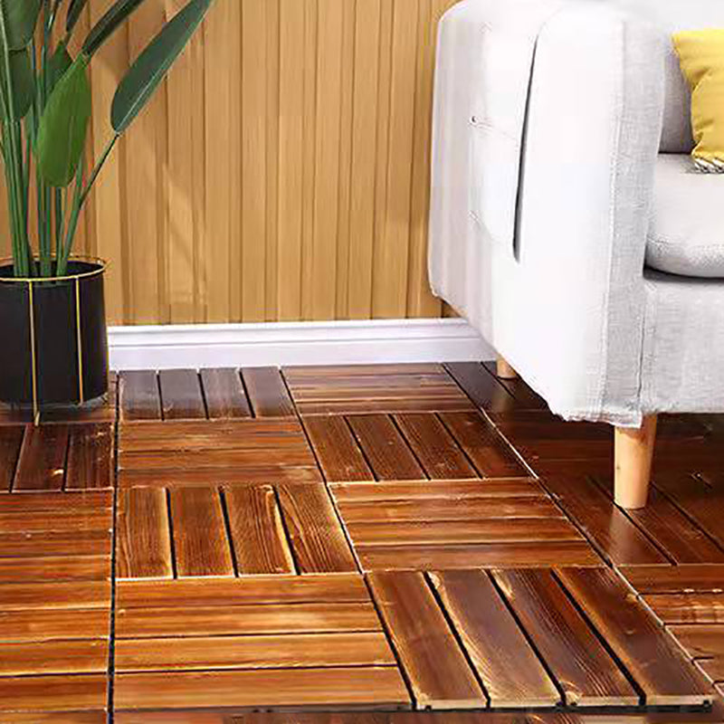 4-Slat Wood Floor Tiles Interlocking Installation Floor Tiles